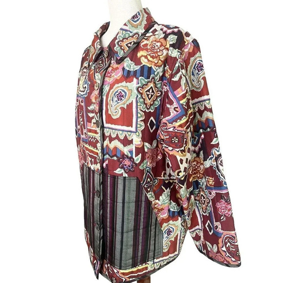 Wearable Art To Wear Reversible Silk Jacket 1X Paisley Floral Abstract Artsy - Picture 2 of 13